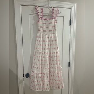 Moon River White and Pink Maxi Dress